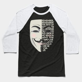 V for Vendetta Typography Baseball T-Shirt